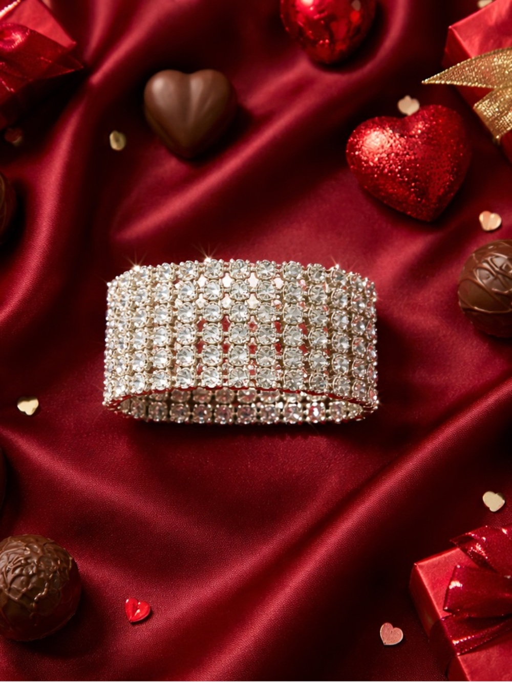 Crystal Rhinestone Covered Stretch Bracelet